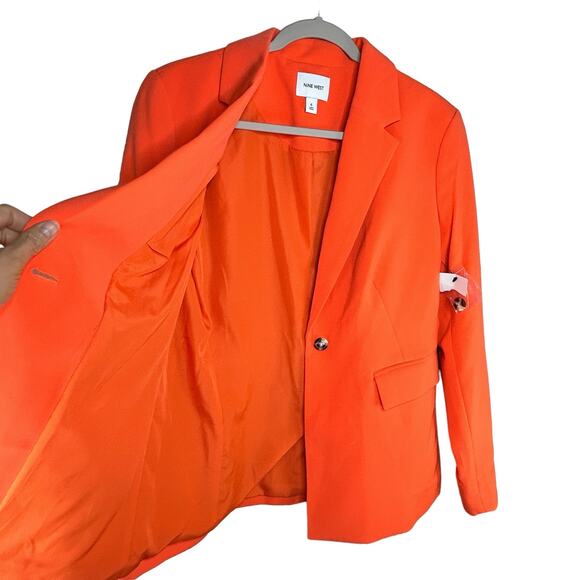 Nine West Neon Orange Blazer Size 6 NWT Maximalist Wear to Work Office Dopamine - Picture 4 of 10